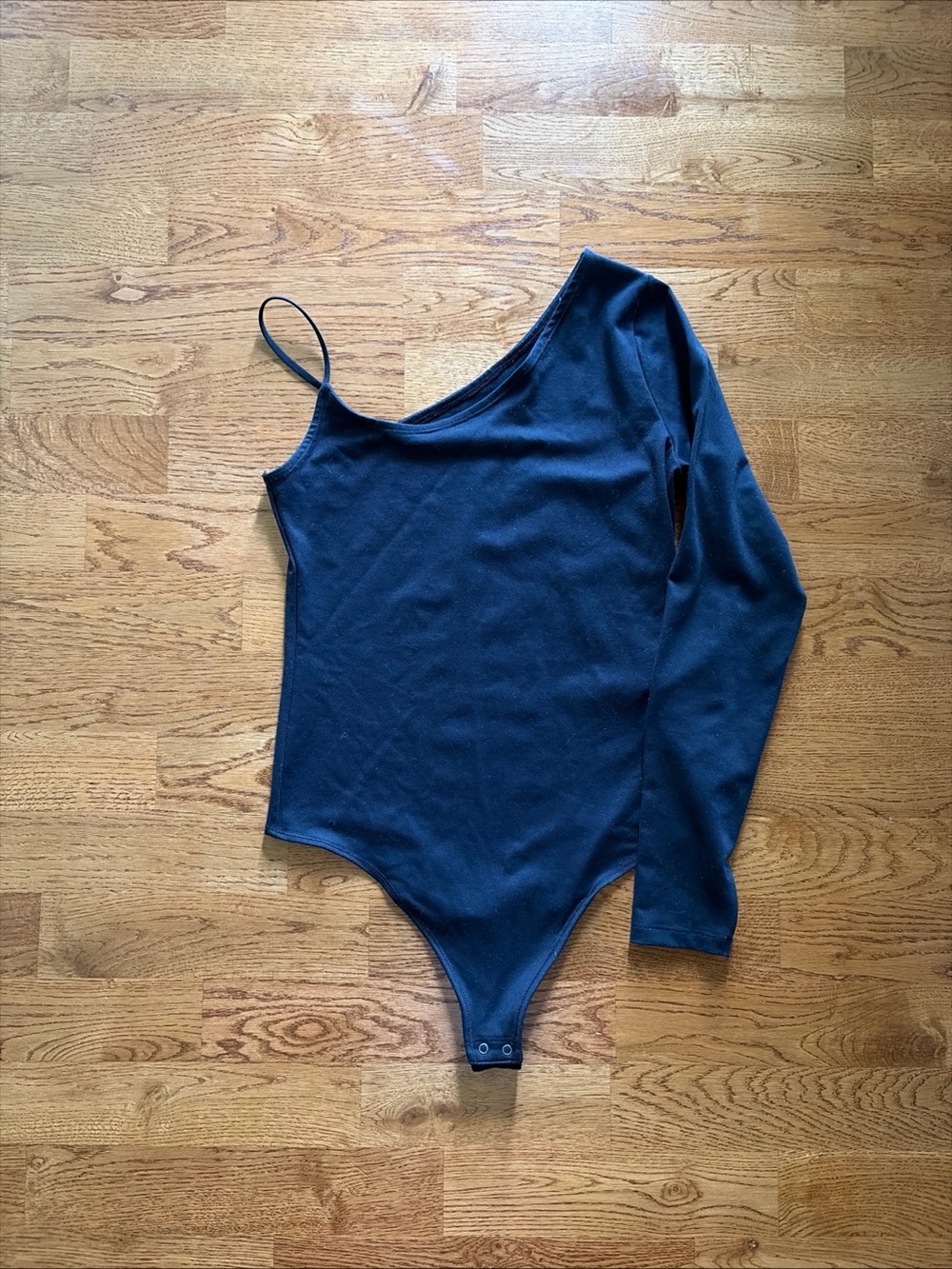 Abercrombie Bodysuit Asymmetrical Black Tank Cami Long Sleeve Soft AF Collection